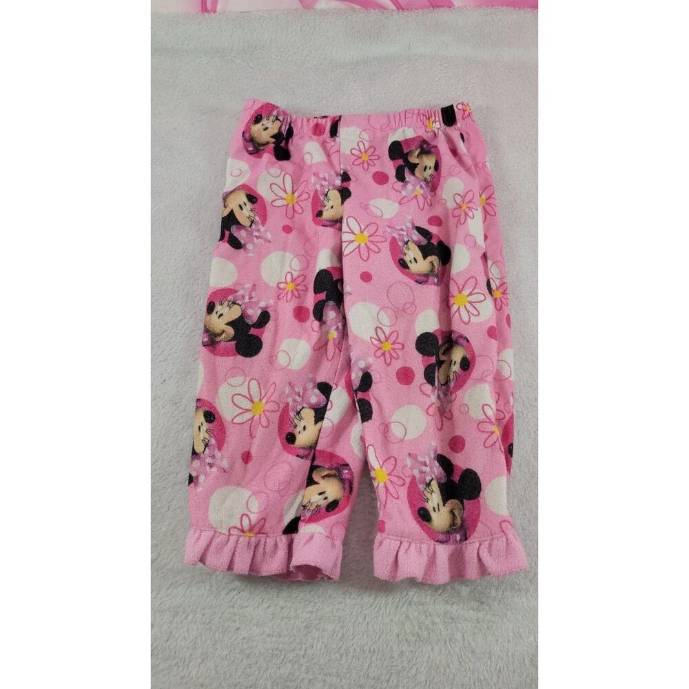 Vintage Minnie Mouse Pajama Pants Pink White Polka Dot Floral Kids 18M Sleepwear